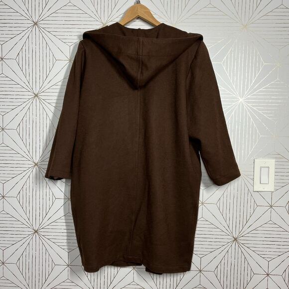 Mya Brown Wool ¾ Sleeve Wrap Hooded Oversized Coat with pockets M - Picture 8 of 16